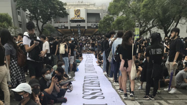 A university class boycott in Hong Kong.
