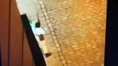 A still image from footage reportedly of one of the gunmen in Vienna, Austria. 