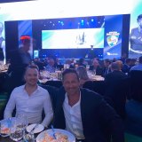 Hayden Burbank and Mark Babbage at a grand final function in Perth.