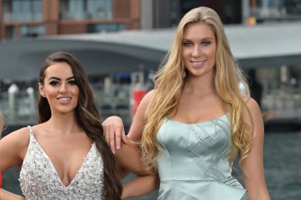 Miss World Australia Sarah Marschke in 2019, right.
