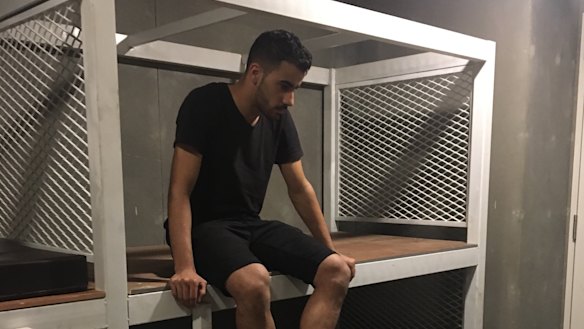 Hakeem al-Araibi in a Thai detention centre on Sunday.