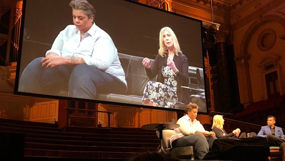 Roxane Gay and Christina Hoff Sommers speaking at Sydney Town Hall on Friday, March 29, 2019.