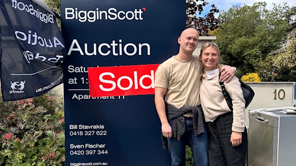 Felix and Pip outside their new home.