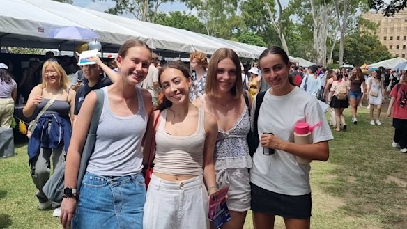 Piper Lawson with her new friends Bella Labagnara, Jessica Simpson and Charley Kenny.