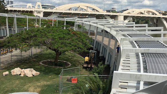 Sandstone blocks were collected at the Kurilpa Bridge and placed underneath the bridge to prevent rough sleeping.