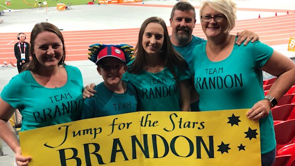 Team Brandon: Starc's family were in the stands to cheer him on.
