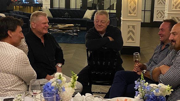 Phil Gould (centre) with (left to right) Laurie Daley, Paul Vautin, Ricky Stuart and Sami Chamoun.