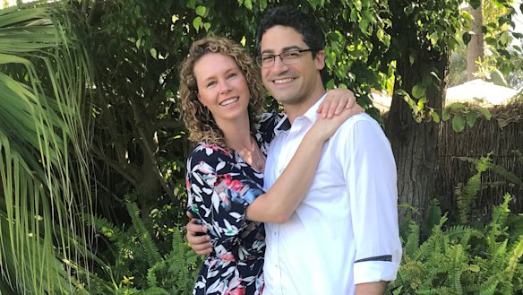 Rachael Scharrer and her partner Bachir.