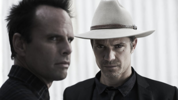 Walton Goggins (left) with Timothy Olyphant in Justified.