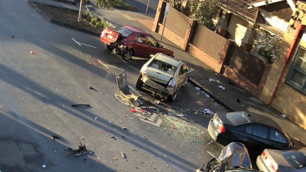 Damage to cars following the brawl. 