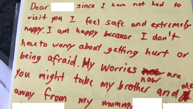 Another one of the handwritten letters by Julie's children.
