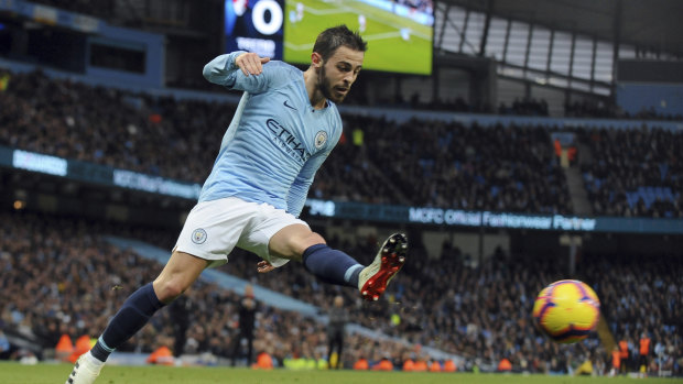 Rolling on: Bernardo Silva in action during Manchester City's victory over Bournemouth.