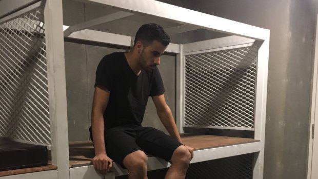 Hakeem al-Araibi in a Thai detention centre on Sunday.