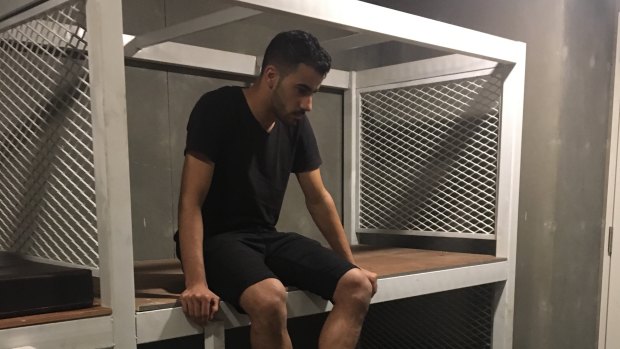 Hakeem al-Araibi in a Thai detention centre on Sunday.