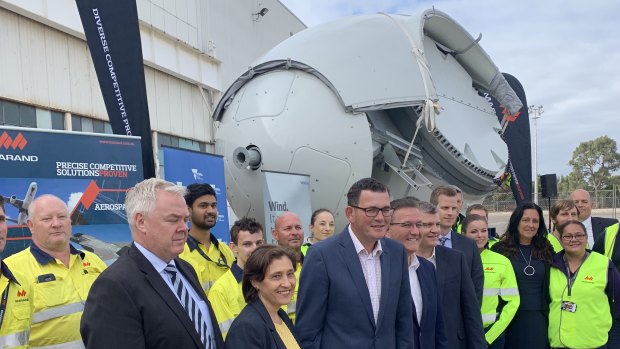 Victorian politicians gathered at the launch of the factory, whose first turbines could be producing power as soon as early 2020.