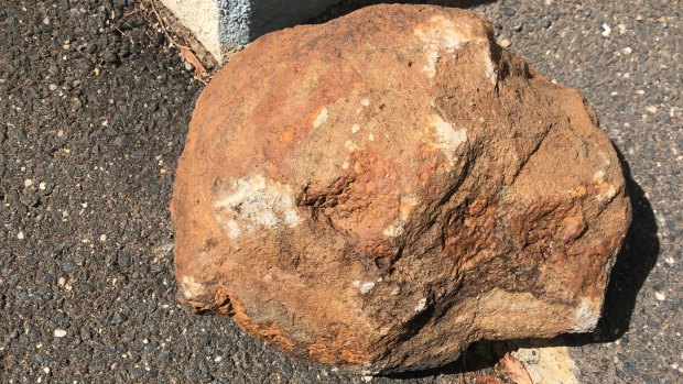 The rock thrown at a truck driving on the Western Highway.