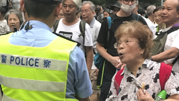 Residents over 60 expressed their unhappiness with Carrie Lam's government outside the Hong Kong Legislative Council on Wednesday evening.