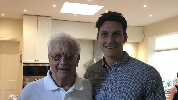 Sam Weideman with his grandfather Murray.