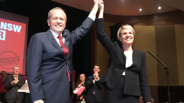 Labor leader Bill Shorten and deputy Tanya Plibersek at Revesby Workers Club launching the "Fair Go Action Plan". 