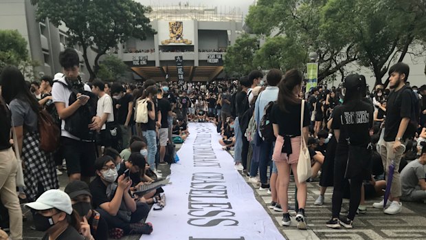 A university class boycott in Hong Kong.