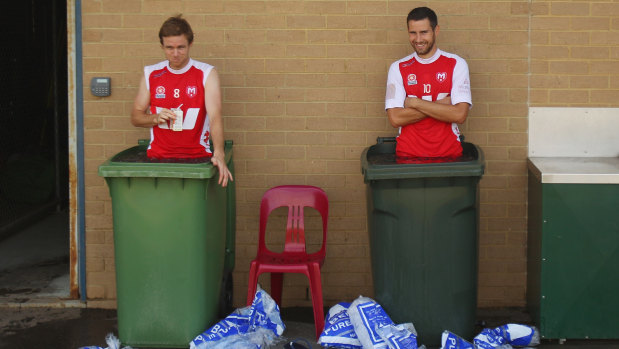 Frosty flashback: Wheelie bins are used at Melbourne Heart.
