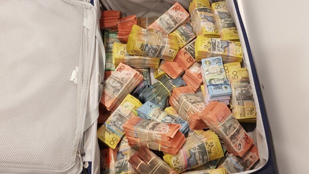 The suitcase of cash seized by police.