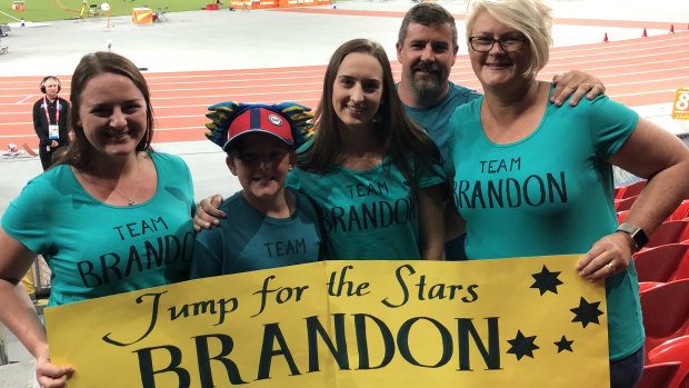 Team Brandon: Starc's family were in the stands to cheer him on.