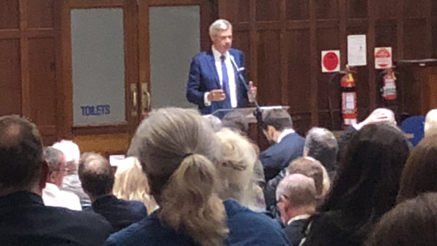 Michael Kroger addressing the state assembly meeting on Friday night. 
