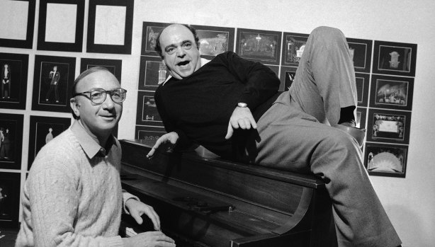 Playwright Neil Simon and actor James Coco ahead of the Broadway debut of Little Me.