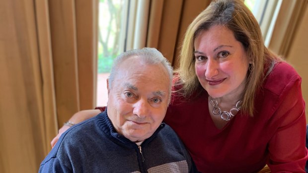 Antonio Croce, 81, died on July 23 after he contracted coronavirus while he was a resident at Epping Gardens aged care facility. Pictured with daughter Luisa Cavarra.