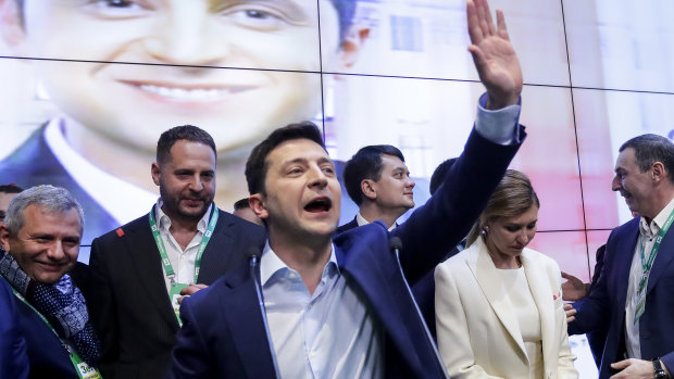Comedian and president-elect Volodymyr Zelenskiy in Kiev on Sunday.