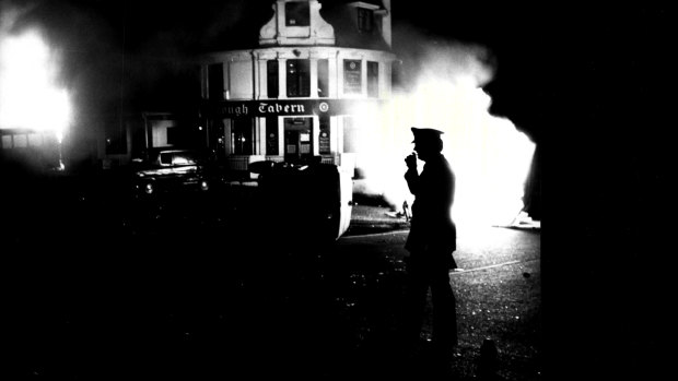 Flashpoint ... A lone policeman calls for assistance in Southall.