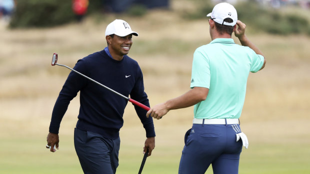 Tiger Woods and Lucas Herbert share a practice round at Carnoustie.