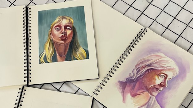 One of Kathy Sullivan’s many artistic talents – watercolour portraits. 