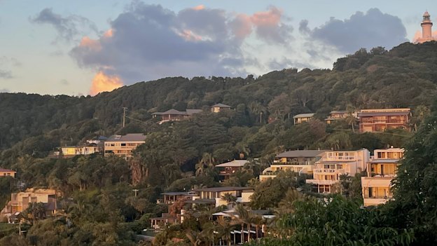 Ultra-expensive properties overlooking Wategos Beach.