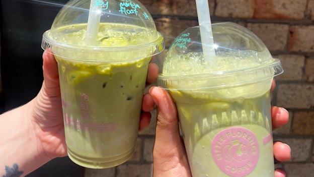 A refreshing coconut ice cream matcha float from Little Florence Coffee in Teneriffe.