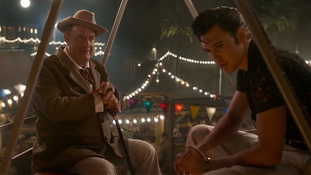 “I’m not interested in malevolence, I’m interested in motivation,” says Hanks of playing Colonel Tom Parker opposite Austin Butler, right, in Baz Luhrmann’s Elvis.