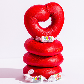 Brooklyn Boy Bagels’ red heart-shaped bagels.