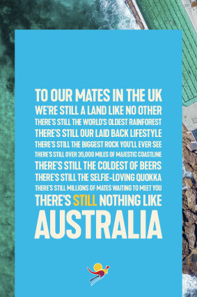 Hundreds of billboards promising the "coldest of beers" and "selfie-loving quokkas" will be placed across Britain as part of a new tourism campaign.