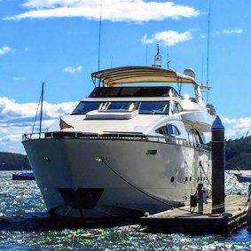 The Lady Pamela superyacht docked at Soldiers Point Marina.  