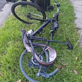 The wreckage of Robert Clarke’s bike after the hit-run in Noble Park. 