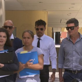 Richmond Player Sydney Stack arriving at Perth Magistrates Court on January 20, 2021.