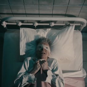 David Bowie in a film clip for Lazarus, one of the songs on his final album, Black Star.