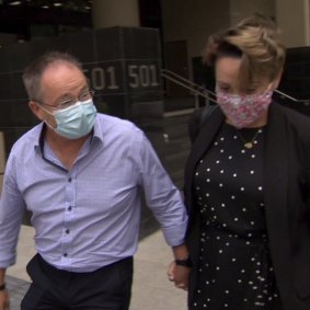 Michael Maxwell and Sharon Hoysted leaving Perth Magistrates Court on Monday. 
