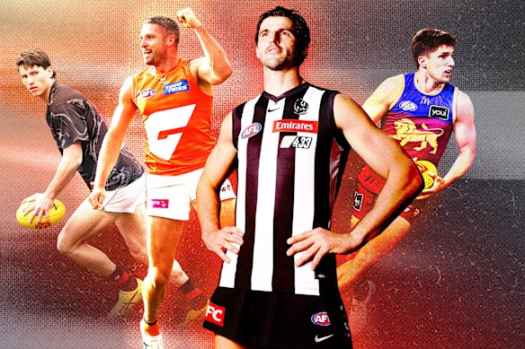 Bomber Archie Perkins, Giant Jesse Hogan, Magpie Scott Pendlebury, and Lion Zac Bailey are just some of the players to watch this off-season.