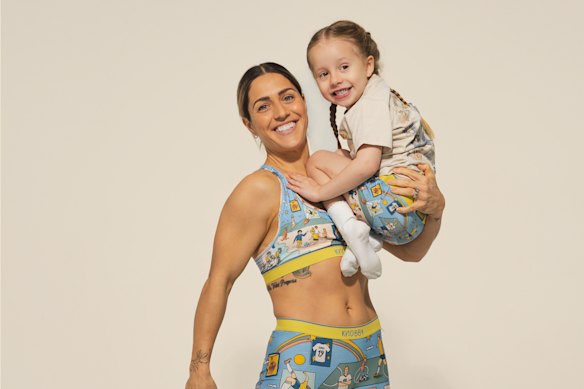 Katrina Gorry and daughter Harper show off the ‘Mini 19’ Knobby collection.