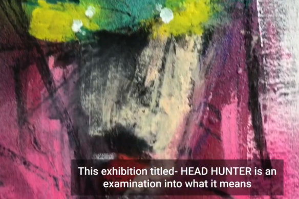 A screenshot from Anthony Lister's YouTube video for his upcoming exhibition Head Hunter.