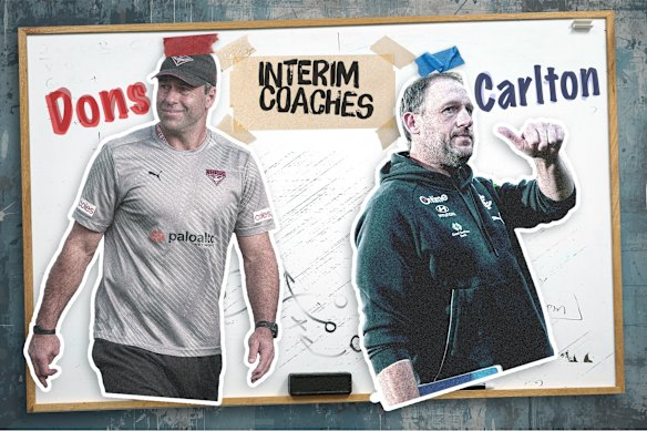 Big AFL clubs currently with interim coaches: Essendon’s Dean Solomon and Carlton’s Josh Fraser.