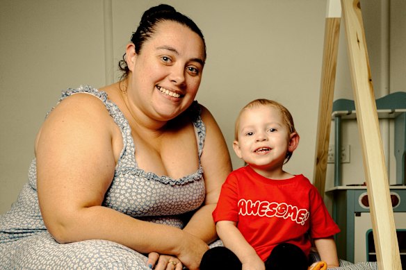 Victoria Currier and her son, Zion, who is allergic to seafood, nuts and dairy foods.  