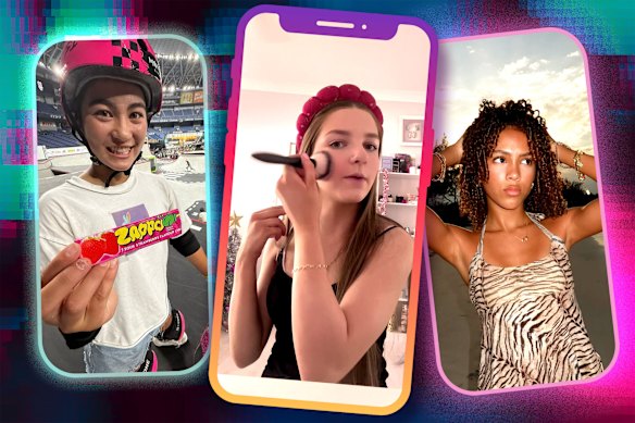 Aussie teenagers, including Olympian Arisa Trew, 14-year-old content creator Zoey from @_heyitszoeyandmark, and influencer Deja Clark use social media to generate income through brand deals.